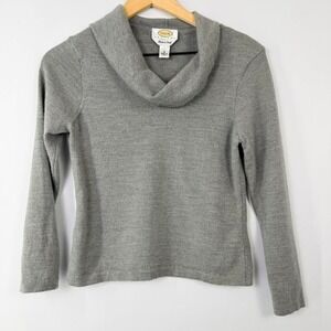 Talbots Merino Wool Cowl Neck Sweater Gray Lightweight Soft Women's M